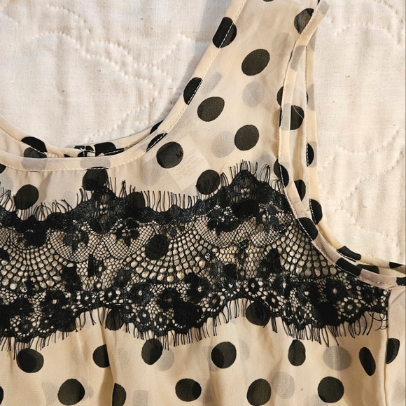 Beige and Black Polkadot Top - Picture 5 of 9
